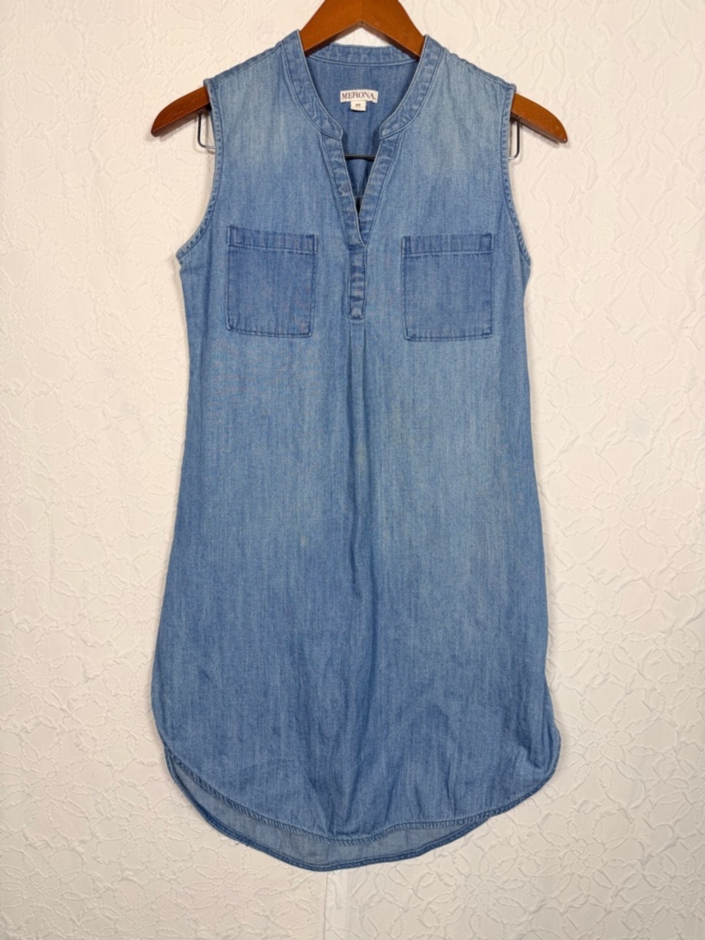 Merona Light Wash Denim Chambray Sleeveless Dress Sz XS